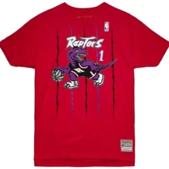 Men Mitchell & Ness T-Shirts & Tops-Traditional Name & Number Tee Toronto Raptors 1998-99 Tracy Mcgrady