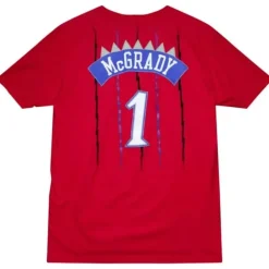 Men Mitchell & Ness T-Shirts & Tops-Traditional Name & Number Tee Toronto Raptors 1998-99 Tracy Mcgrady