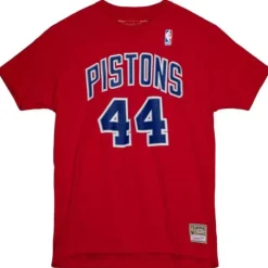 Men Mitchell & Ness T-Shirts & Tops-Traditional Name & Number Tee Detroit Pistons 1989-90 Rick Mahorn