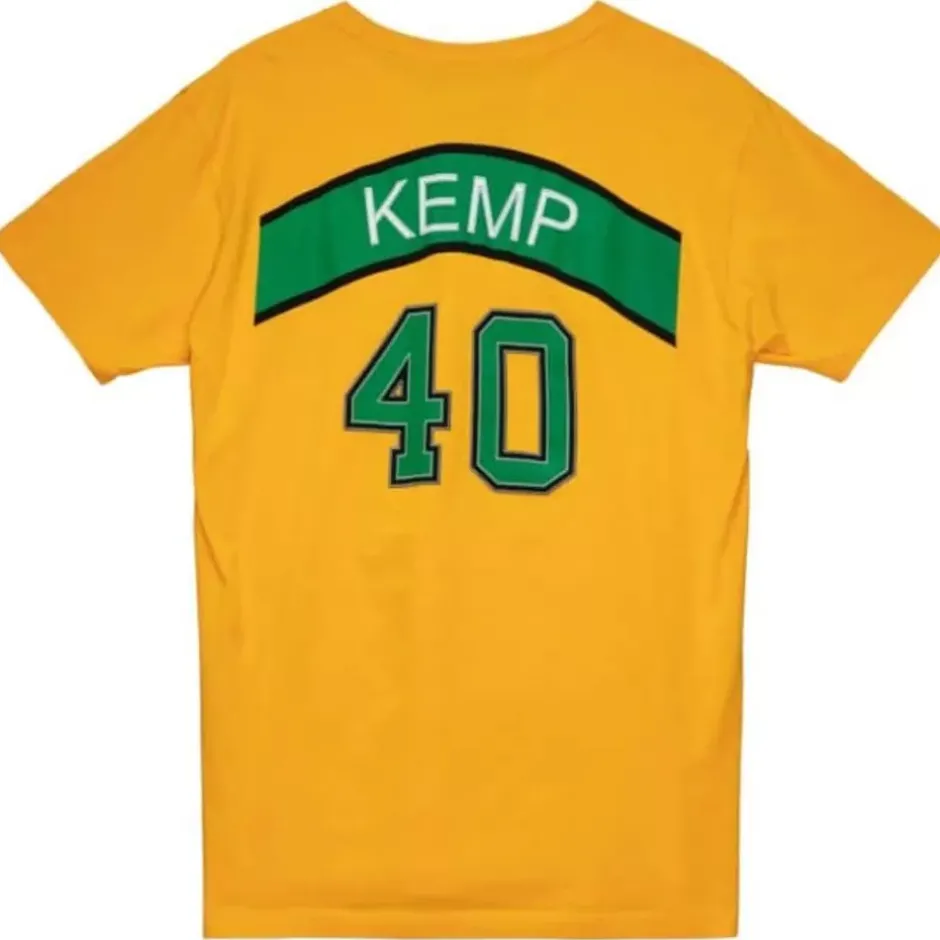 Men Mitchell & Ness T-Shirts & Tops-Traditional Name & Number Tee Seattle Supersonics 1995-96 Shawn Kemp