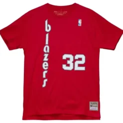 Men Mitchell & Ness T-Shirts & Tops-Traditional Name & Number Tee Portland Trail Blazers 1977-78 Bill Walton