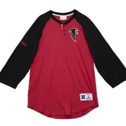 Men Mitchell & Ness T-Shirts & Tops-Ultimate Play Henley Atlanta Falcons