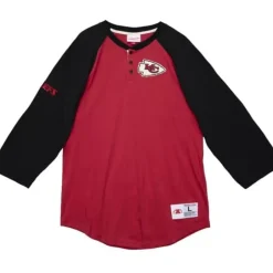 Men Mitchell & Ness T-Shirts & Tops-Ultimate Play Henley Kansas City Chiefs