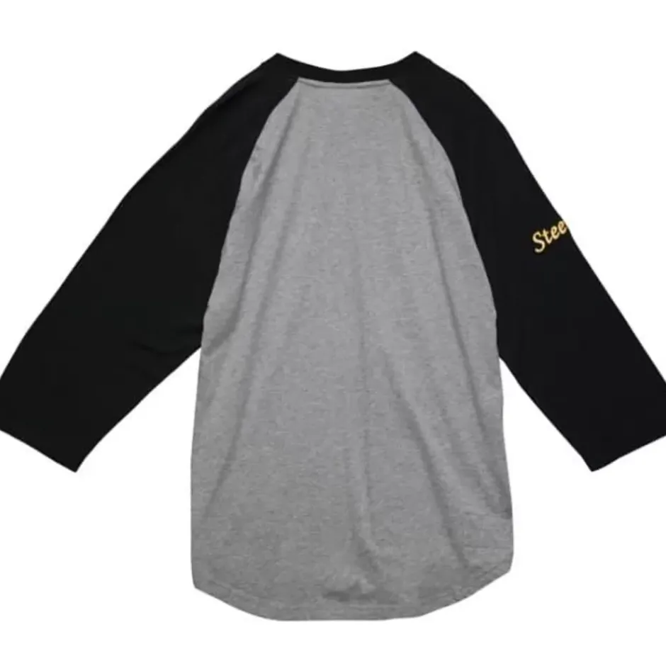 Men Mitchell & Ness T-Shirts & Tops-Ultimate Play Henley Pittsburgh Steelers