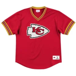 Men Mitchell & Ness T-Shirts & Tops-Unbeaten Mesh V-Neck Kansas City Chiefs