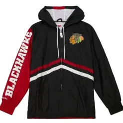 Men Mitchell & Ness Jackets & Outerwear-Undeniable Full Zip Windbreaker Chicago Blackhawks