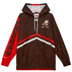 Men Mitchell & Ness Jackets & Outerwear-Undeniable Full Zip Windbreaker Cleveland Browns
