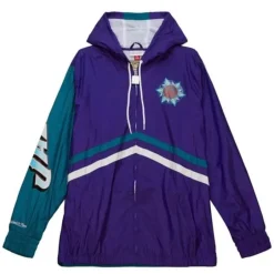Men Mitchell & Ness Jackets & Outerwear-Undeniable Full Zip Windbreaker Utah Jazz