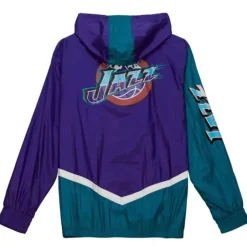 Men Mitchell & Ness Jackets & Outerwear-Undeniable Full Zip Windbreaker Utah Jazz