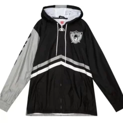 Men Mitchell & Ness Jackets & Outerwear-Undeniable Full Zip Windbreaker Oakland Raiders