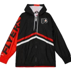 Men Mitchell & Ness Jackets & Outerwear-Undeniable Full Zip Windbreaker Philadelphia Flyers