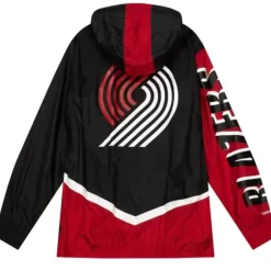 Men Mitchell & Ness Jackets & Outerwear-Undeniable Full Zip Windbreaker Portland Trail Blazers