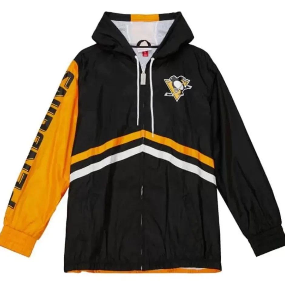 Men Mitchell & Ness Jackets & Outerwear-Undeniable Full Zip Windbreaker Pittsburgh Penguins