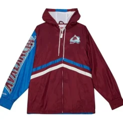 Men Mitchell & Ness Jackets & Outerwear-Undeniable Full Zip Windbreaker Colorado Avalanche