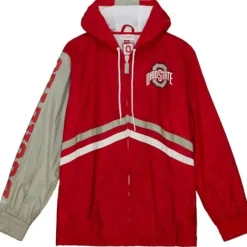 Men Mitchell & Ness Jackets & Outerwear-Undeniable Full Zip Windbreaker Ohio State