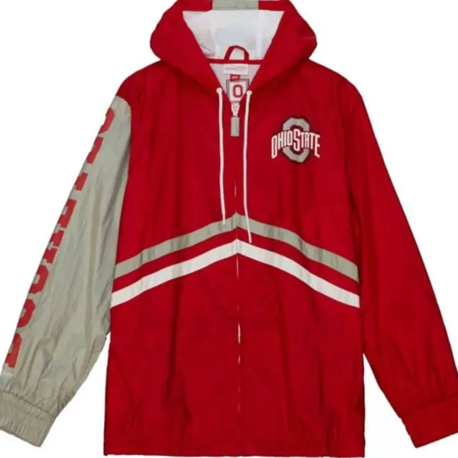 Men Mitchell & Ness Jackets & Outerwear-Undeniable Full Zip Windbreaker Ohio State