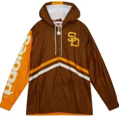 Men Mitchell & Ness Jackets & Outerwear-Undeniable Full Zip Windbreaker San Diego Padres
