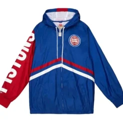 Men Mitchell & Ness Jackets & Outerwear-Undeniable Full Zip Windbreaker Detroit Pistons