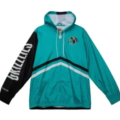 Men Mitchell & Ness Jackets & Outerwear-Undeniable Full Zip Windbreaker Vancouver Grizzlies