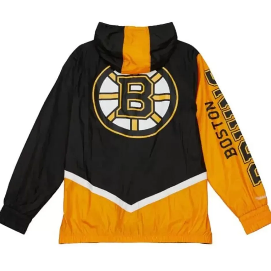 Men Mitchell & Ness Jackets & Outerwear-Undeniable Full Zip Windbreaker Boston Bruins