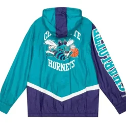 Men Mitchell & Ness Jackets & Outerwear-Undeniable Full Zip Windbreaker Charlotte Hornets