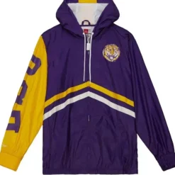 Men Mitchell & Ness Jackets & Outerwear-Undeniable Full Zip Windbreaker Louisiana State University