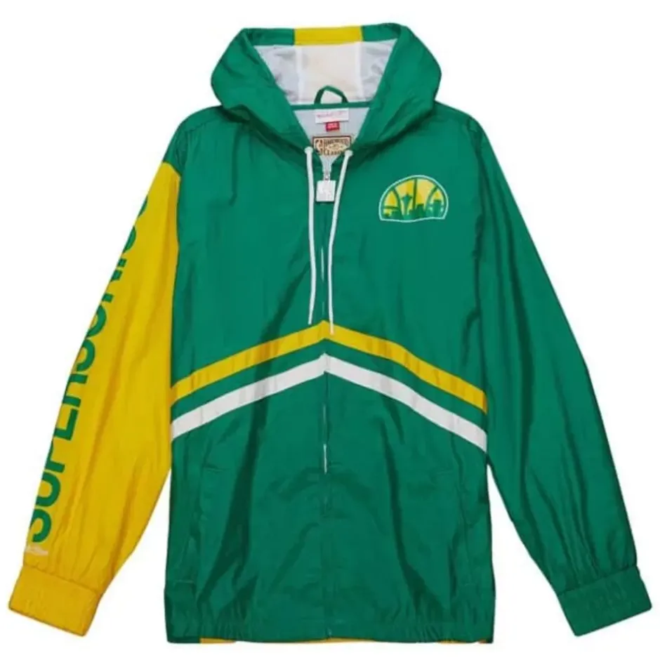 Men Mitchell & Ness Jackets & Outerwear-Undeniable Full Zip Windbreaker Seattle Supersonics