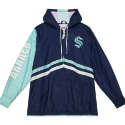 Men Mitchell & Ness Jackets & Outerwear-Undeniable Full Zip Windbreaker Seattle Kraken