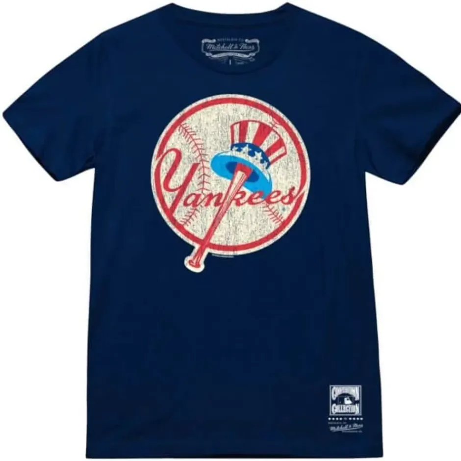 Men Mitchell & Ness T-Shirts & Tops-Under The Lights Tee New York Yankees