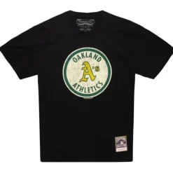 Men Mitchell & Ness T-Shirts & Tops-Under The Lights Tee Oakland Athletics