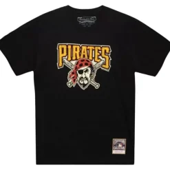 Men Mitchell & Ness T-Shirts & Tops-Under The Lights Tee Pittsburgh Pirates