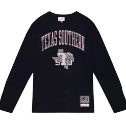 Men Mitchell & Ness T-Shirts & Tops-University Arch Logo Ls Tee Texas Southern University
