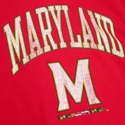 Men Mitchell & Ness T-Shirts & Tops-University Arch Logo Ls Tee University Of Maryland