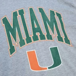 Men Mitchell & Ness T-Shirts & Tops-University Arch Logo Ls Tee University Of Miami