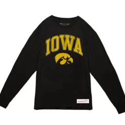 Men Mitchell & Ness T-Shirts & Tops-University Arch Logo Ls Tee University Of Iowa