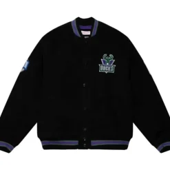 Men Mitchell & Ness Jackets & Outerwear-Varsity Jacket Milwaukee Bucks