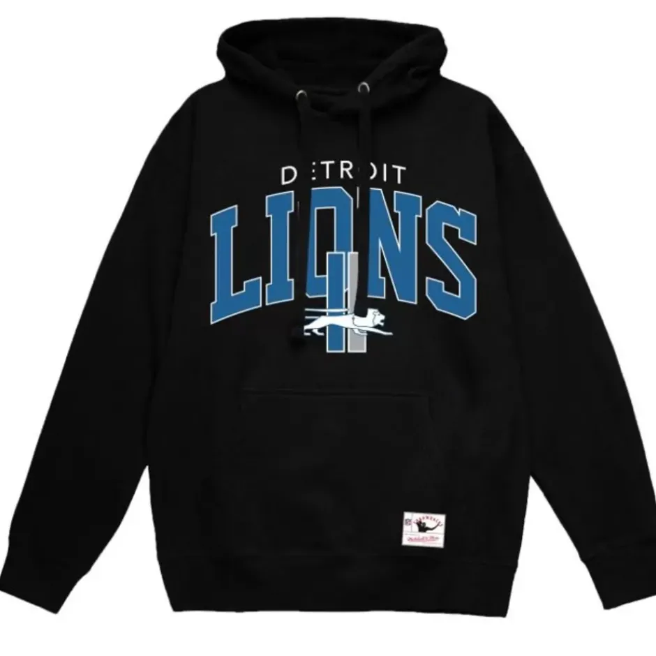 Men Mitchell & Ness Hoodies & Sweatshirts-Vintage Arch Hoodie Detroit Lions