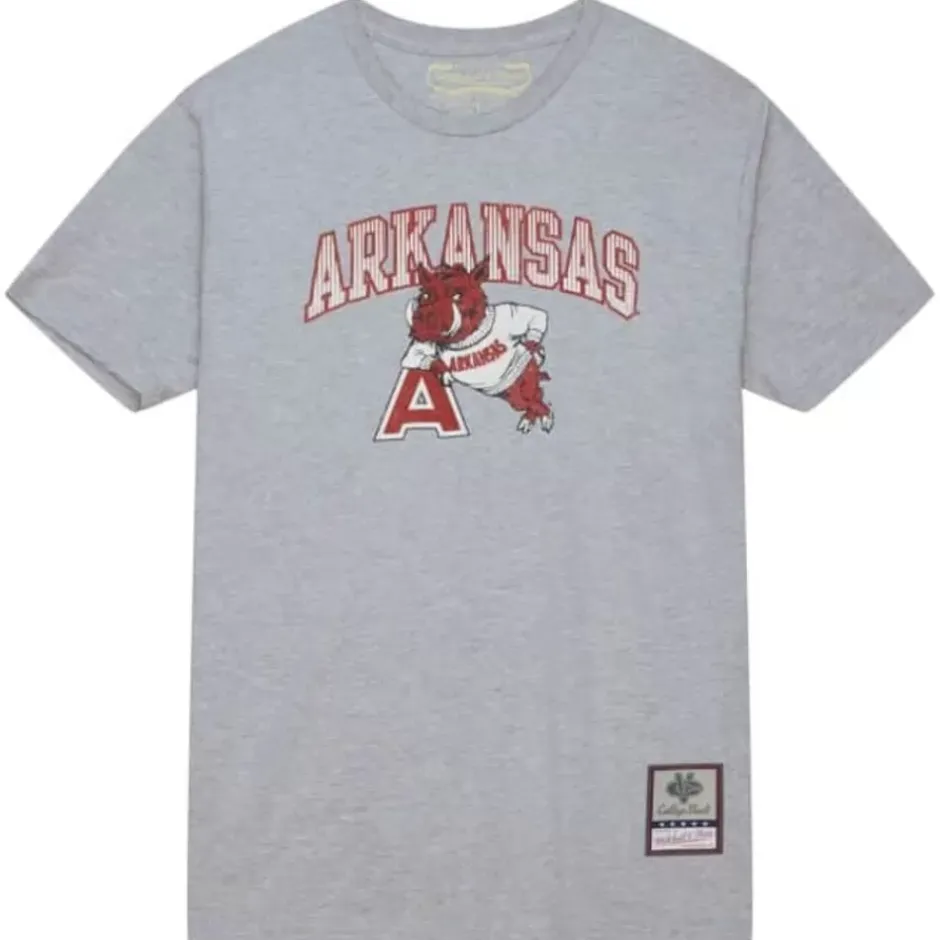 Men Mitchell & Ness T-Shirts & Tops-Vintage Arch Tee University Of Arkansas