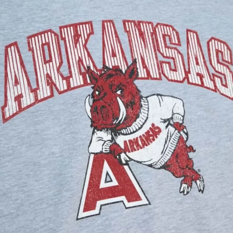 Men Mitchell & Ness T-Shirts & Tops-Vintage Arch Tee University Of Arkansas