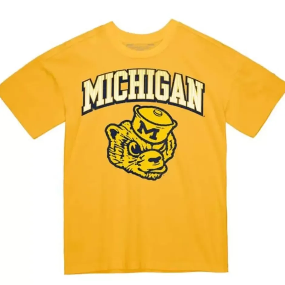 Men Mitchell & Ness T-Shirts & Tops-Vintage Arch Tee University Of Michigan