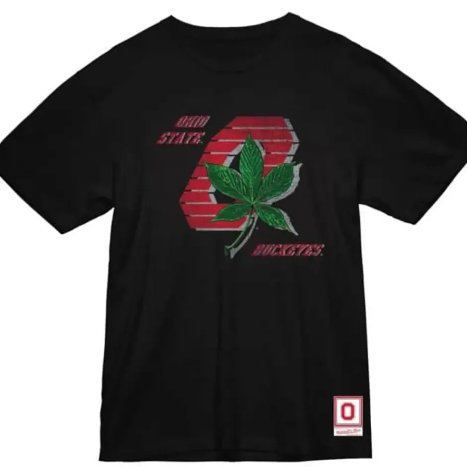 Men Mitchell & Ness T-Shirts & Tops-Vintage Buckeye Tee Ohio State