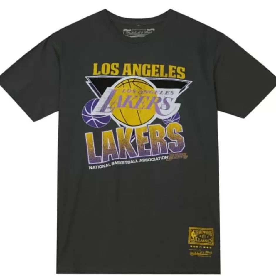 Men Mitchell & Ness T-Shirts & Tops-Vintage Cracked Tee Los Angeles Lakers