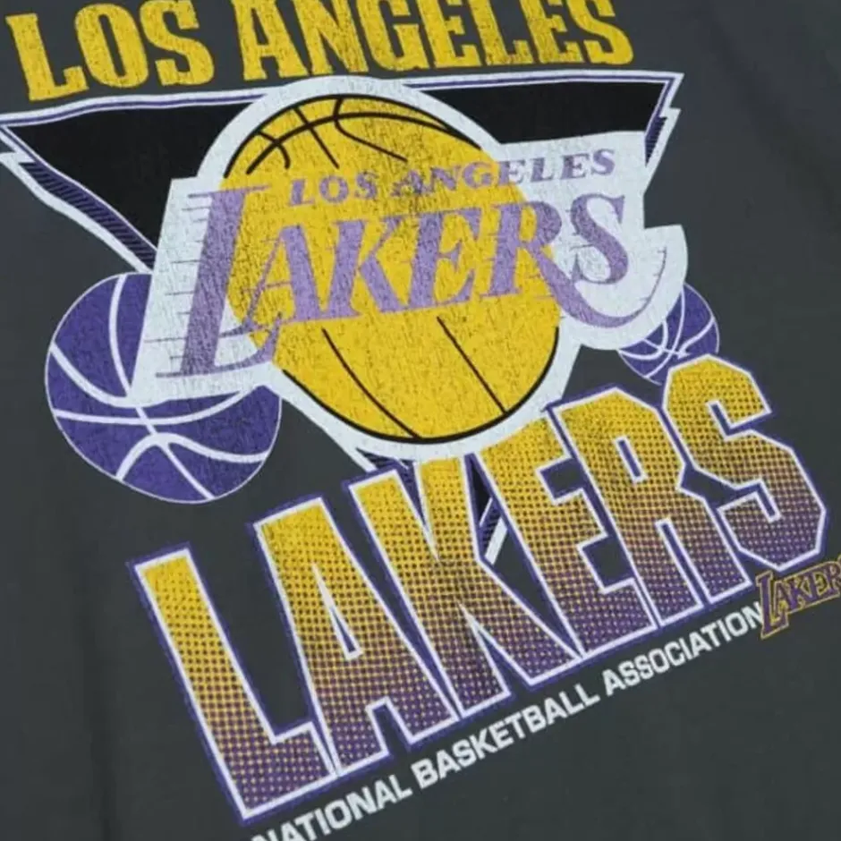 Men Mitchell & Ness T-Shirts & Tops-Vintage Cracked Tee Los Angeles Lakers