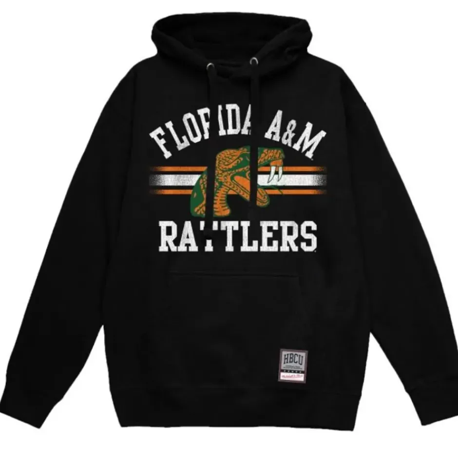 Men Mitchell & Ness Hoodies & Sweatshirts-Vintage Stripes Pullover Florida A&M University