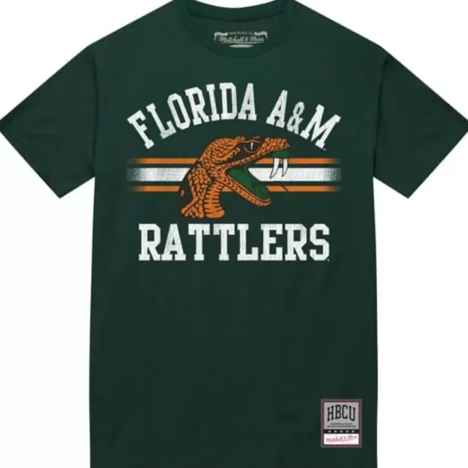 Men Mitchell & Ness T-Shirts & Tops-Vintage Stripes Tee Florida A&M University