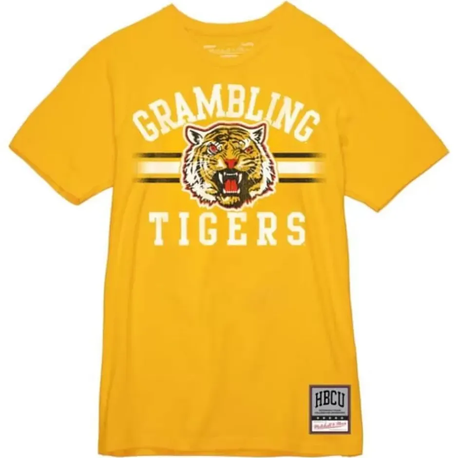 Men Mitchell & Ness T-Shirts & Tops-Vintage Stripes Tee Grambling State University