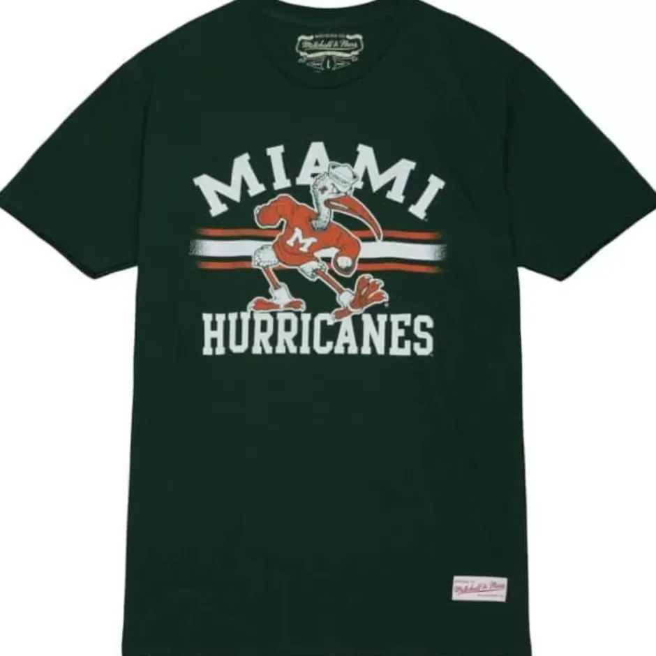 Men Mitchell & Ness T-Shirts & Tops-Vintage Stripes Tee University Of Miami