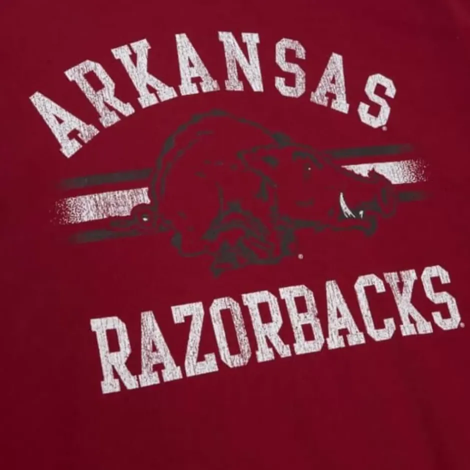 Men Mitchell & Ness T-Shirts & Tops-Vintage Stripes Tee University Of Arkansas