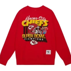 Men Mitchell & Ness Hoodies & Sweatshirts-Vtg Super Bowl Crew Kansas City Chiefs