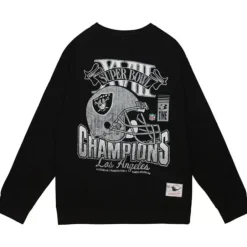Men Mitchell & Ness Hoodies & Sweatshirts-Vtg Super Bowl Crew Oakland Raiders